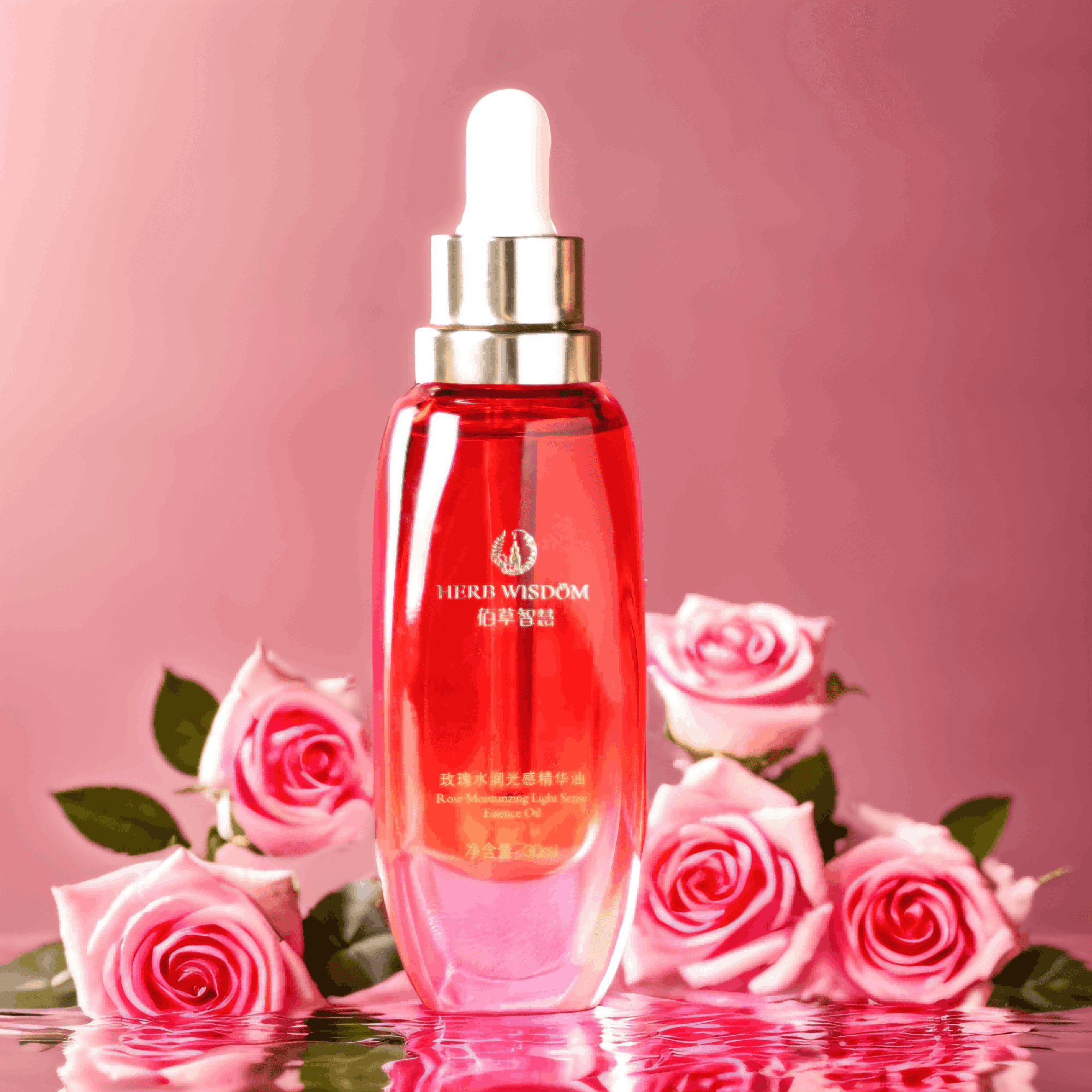 玫瑰水润光感精华油